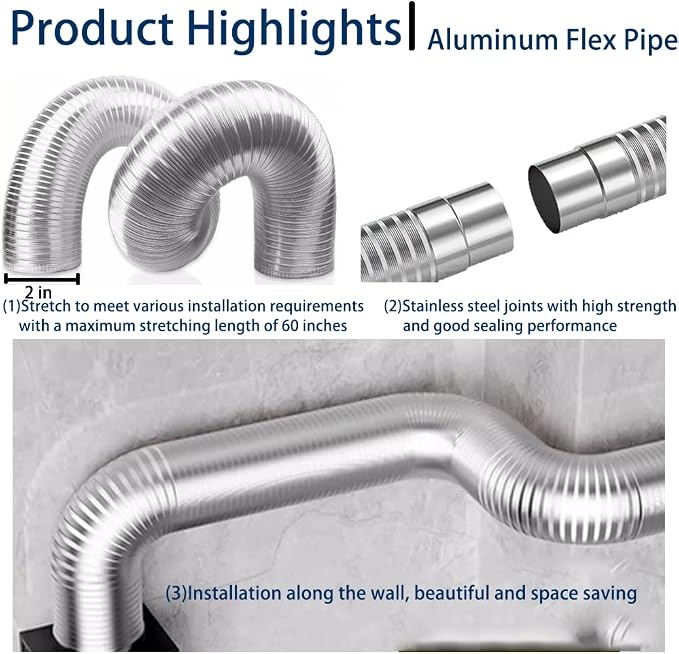2 in Pellet Stove Vent Pipe Kit, Outside Fresh Air Intake Pipe Vent Kit - Image 3