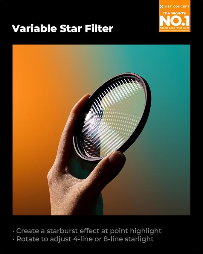 K&F Concept 62mm Variable Star Filter 4, 8 Points Cross Screen Effect-18 Layer - Image 2