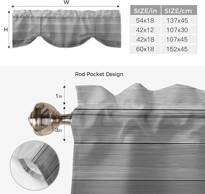 Grey Ombre Wooden Tie Up Valance Curtains - Image 6