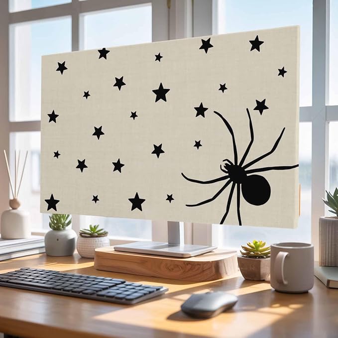 Halloween Spiders- Stars Black Shadow Indoor TV Cover, Elastic TV Screen - Image 4