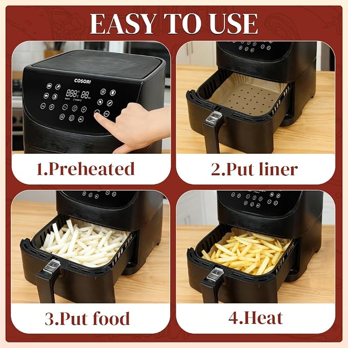 BYKITCHEN 300PCS Perforated Air Fryer Disposable Paper Liners - Image 9