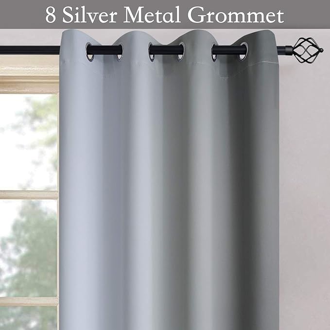 SimpleHome Ombre Room Darkening Curtains for Bedroom, Gradient Gray to Grey White Light Blocking Thermal Insulated Grommet Window Curtain/Drapes for Living Room,2 Panels, 52x45 inches Length