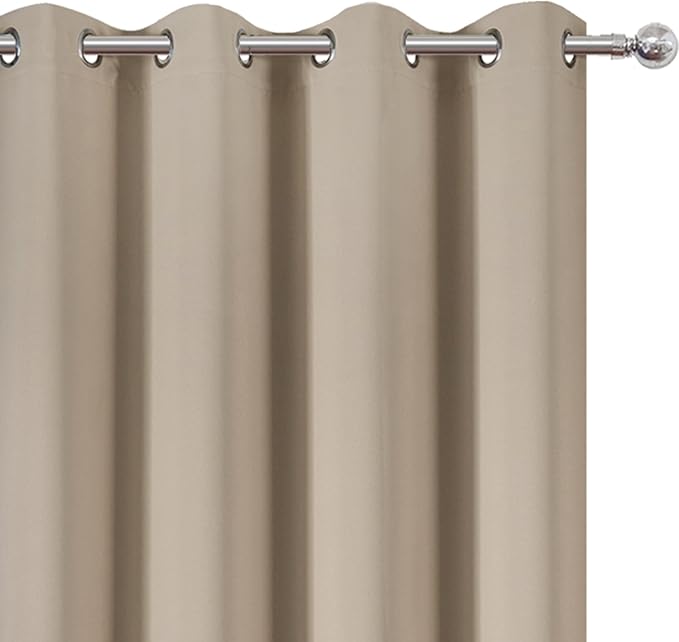 LEMOMO Khaki Blackout Curtains 66 x 63 Inch Length/Set of 2 Curtain Panels/Thermal Insulated Room Darkening Blackout Curtains for Bedroom