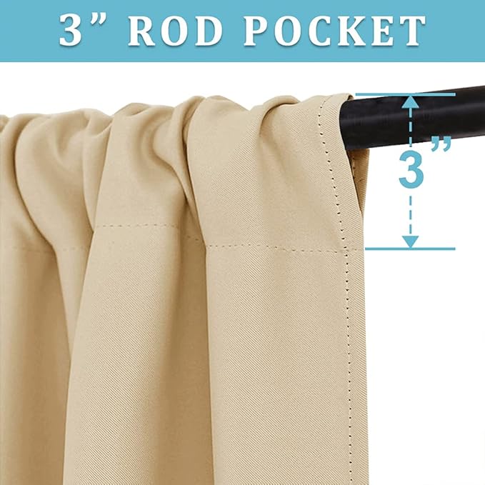 RYB HOME 2 Panels Doorway Curtains, Thermal Insulated Privacy Rod Pocket Easy Installation Drapes for Living Room Bedroom Dining Room, Width 34 by Length 80, Biscotti Beige