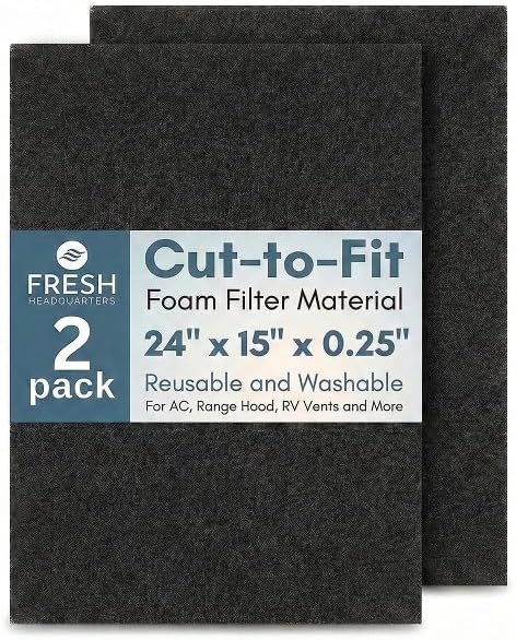 2-Pack Cut to Fit Air Filters – 24"x15"x0.25" Washable & Reusable Foam Filter by FreshHeadquarters