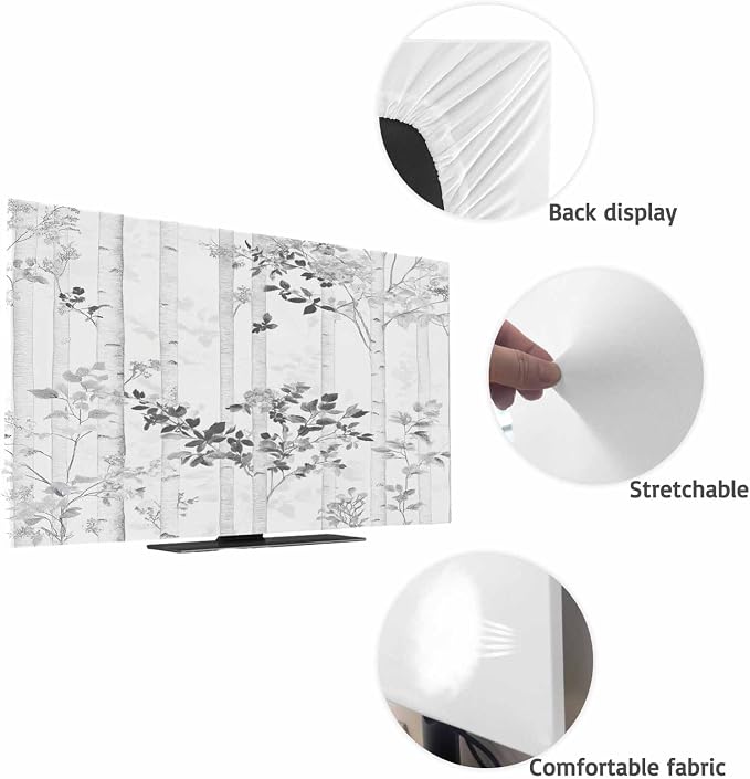 Watercolor Forest Tree Leaf Indoor TV Cover, Elastic TV Screen Protector - Image 7