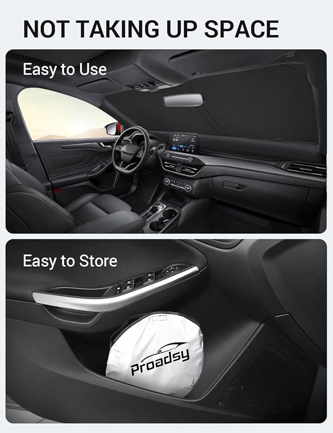 Proadsy 2026 Upgrade Front Windshield Sun Shade Foldable Sunshade Protector - Image 9