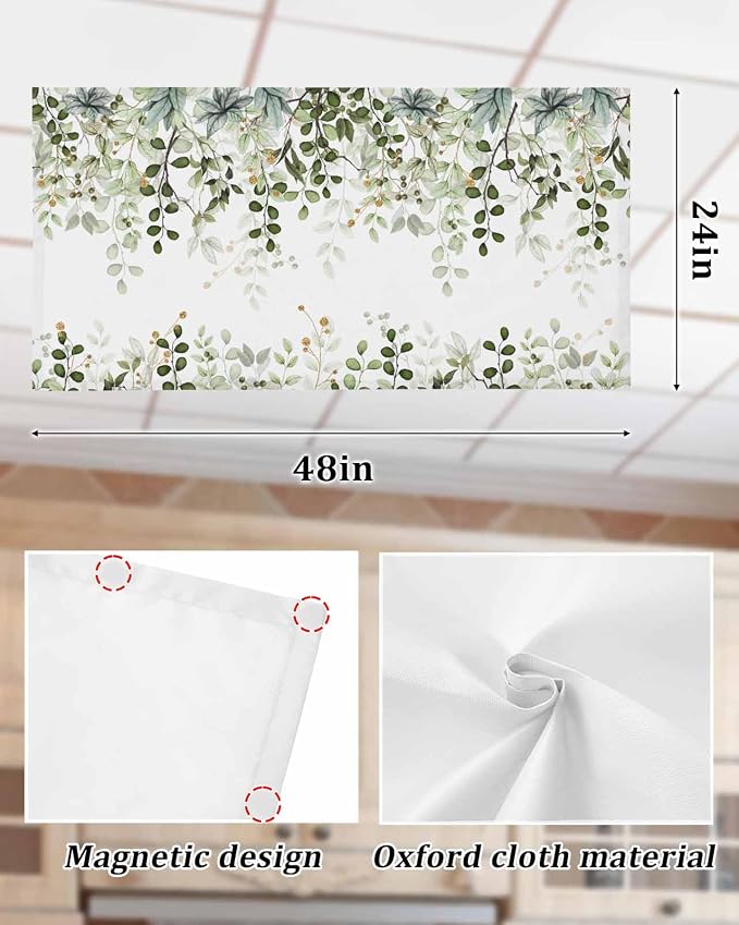 Fluorescent Light Covers for Ceiling Lights Sage Green Eucalyptus Leaves - Image 7