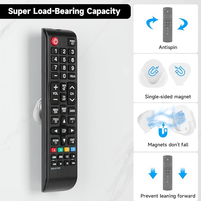 YONGAIJIA 6 Pcs Magnetic Remote Control Holder, Self Adhesive Remote Holder - Image 3