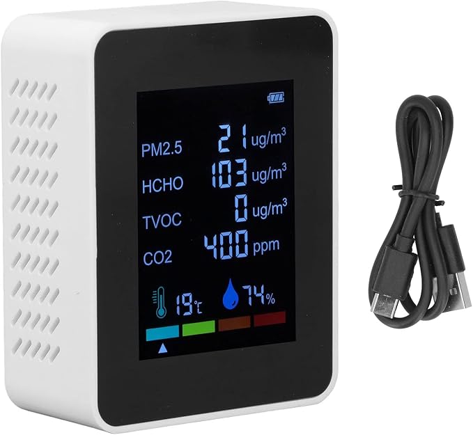Air Quality Monitor, Temperature, HCHO Detector, USB Charging, by CHICIRS