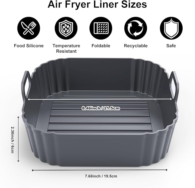 Square Silicone Air Fryer Liners 2 Pack, Compatible - Image 2