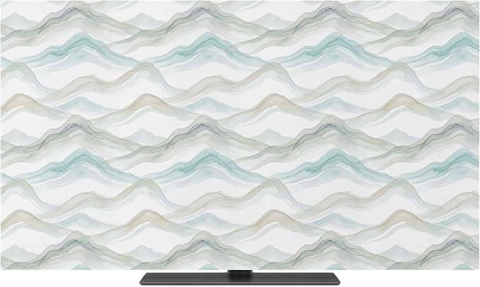 Water Ripple Teal Gradient Indoor TV Cover, Elastic TV Screen Protector Modern by Unknown