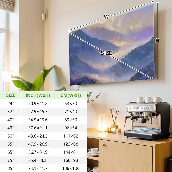 Vintage Mountain Oil Painting Art Indoor TV Cover, Elastic TV Screen Protector - Image 3