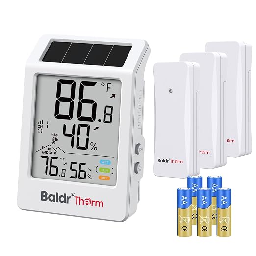 BaldrTherm Indoor Outdoor Thermometer Wireless, Digital Temperature Humidity by BaldrTherm