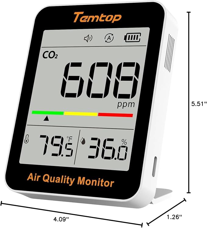 Temtop C1 Dual Pack CO2 Monitor Indoor Air Quality Monitor Portable CO2 Meter - Image 9