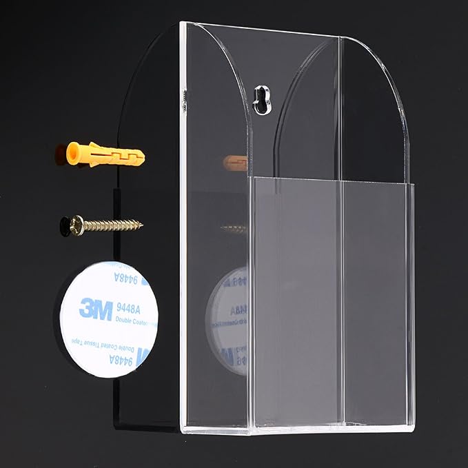Hipiwe Wall Mount Remote Control Holder Clear Acrylic Media Organizer Storage - Image 6