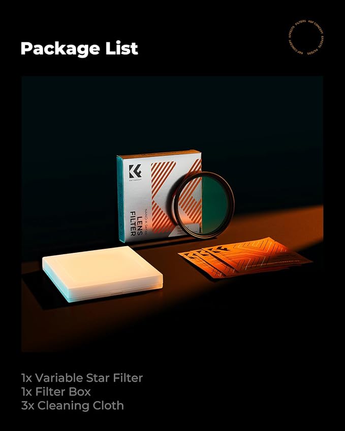 K&F CONCEPT 77mm Variable Star Filter Cross Screen Starburst Filter 4, 8 Points - Image 7