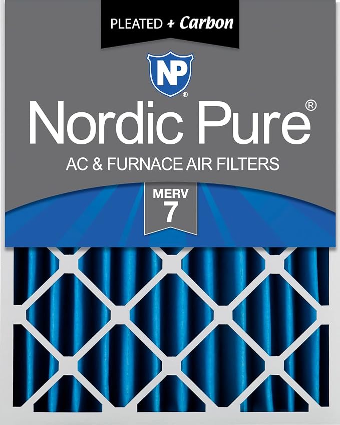 Nordic Pure 20x24x4 Pleated MERV 7 Plus Carbon Air Filters 1 Pack | Actual by NordicPure