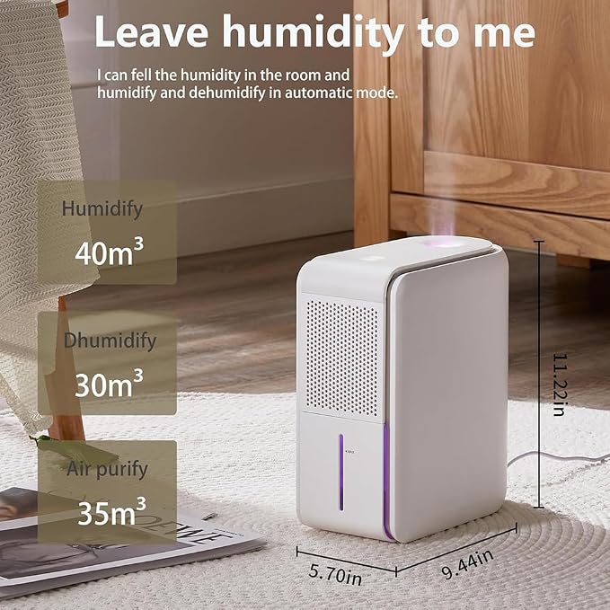 Intelligent Dehumidifier and Humidifier, 4 Humidity Control Modes, 1000ml Large - Image 8