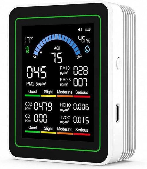 10-in-1 Air Quality Monitor, CO2 Monitor & Air Quality Test Kit by WELSTEEPSE