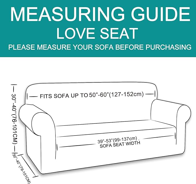 U-NICE HOME Oversized Stretch Loveseat Couch Cover Sofa Covers Washable Sofa Slipcover Furniture Protector for 2 Cushion Couch Sofa Pet Friendly, Brown