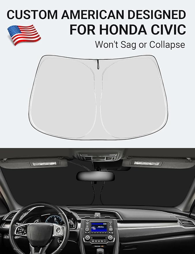 Proadsy 2026 Upgrade Windshield Sun Shade Custom Fit Honda Civic 2016-2021 - Image 2