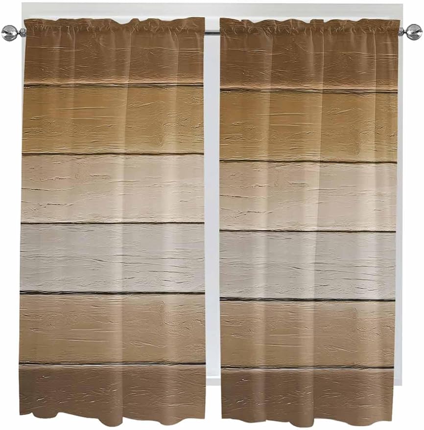 Vintage Brown Gradient Wood Grain Window Valance Curtains, Farmhouse Wood Barn - Image 9