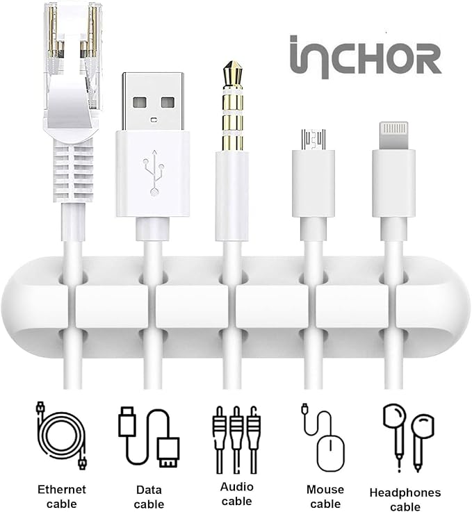 INCHOR Cord/Cable Organizer White Cord Holder, Wire Organizer USB Cable - Image 3