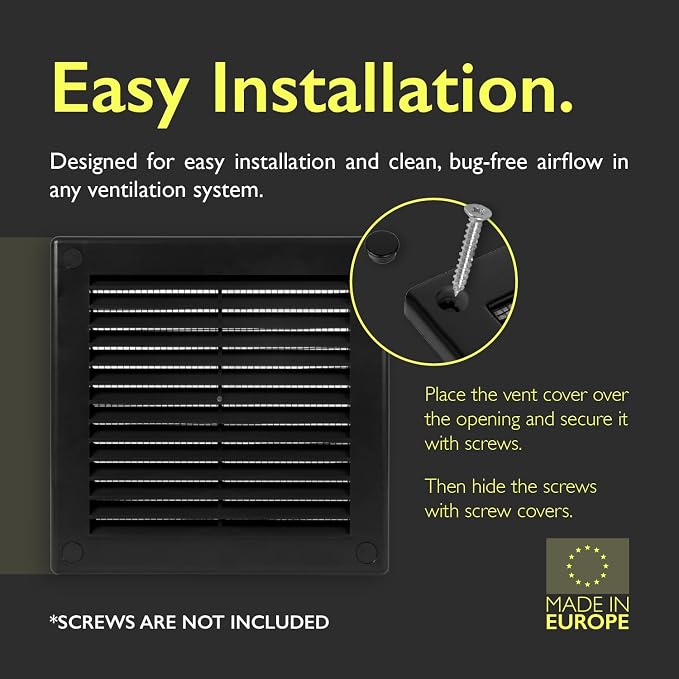 6 x 6 Inch Black Air Vent Cover – Plastic Square Air Vent Grill Cover - Image 3