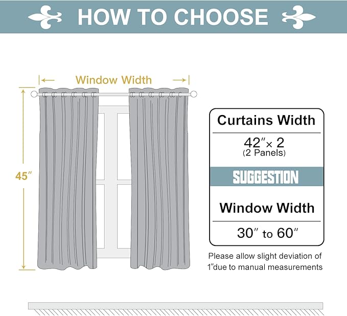 ChrisDowa 100% Blackout Curtains for Bedroom with Black Liner, 2 Thick Layers Total Blackout Thermal Insulated Grommet Small Window Curtains 2 Panels Set (Beige, 42 x 45 Inch)