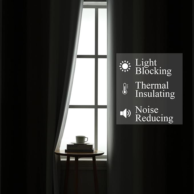 Estelar Textiler Brown and Greyish White Ombre Blackout Curtains 90 Inch Length 2 Panels Set, Thermal Insulated Grommet Drapes for Bedroom,Full Room Darkening Gradient Curtains for Living Room,52Wx90L