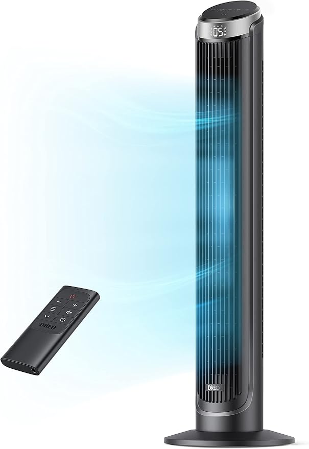 DREO Tower Fan for Bedroom, 90° Oscillating Fans that Blow Cold Air, 5 Speeds by Unknown