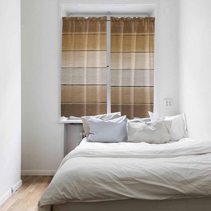 Vintage Brown Gradient Wood Grain Window Valance Curtains, Farmhouse Wood Barn - Image 4