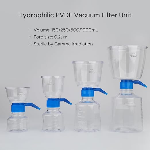 Pack of 9 Diposable Vacuum Filter Units 500mL 0.2μm PVDF Hydrophilic Membrane - Image 2