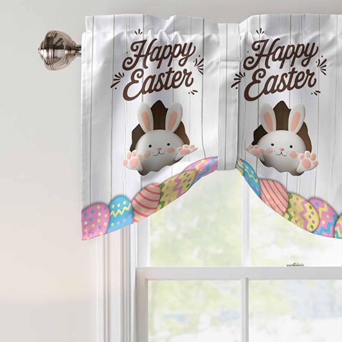 Grey Easter Tie Up Valance Curtains - Image 4