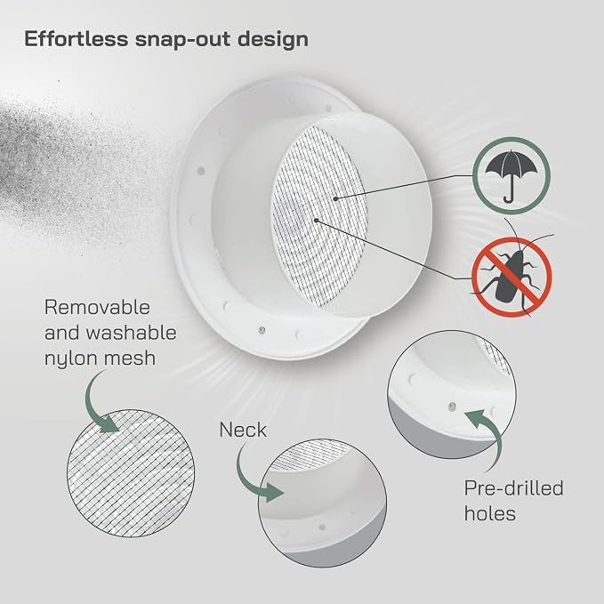 Vent Systems 4'' Inch White Round Plastic Ceiling Vent Cover - Image 3