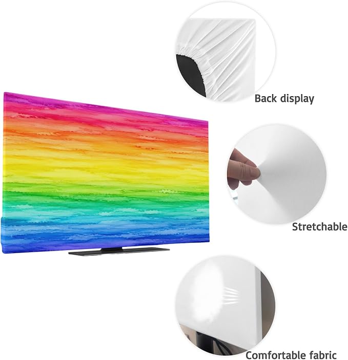 Rainbow Ripple Watercolor Gradient Indoor TV Cover, Elastic TV Screen Protector - Image 7