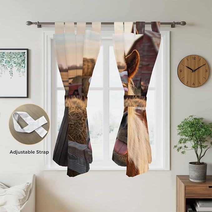 Farm Horses Bedroom Curtains 72 Inch Length, Window Curtains Tab Top, Farmhouse - Image 5