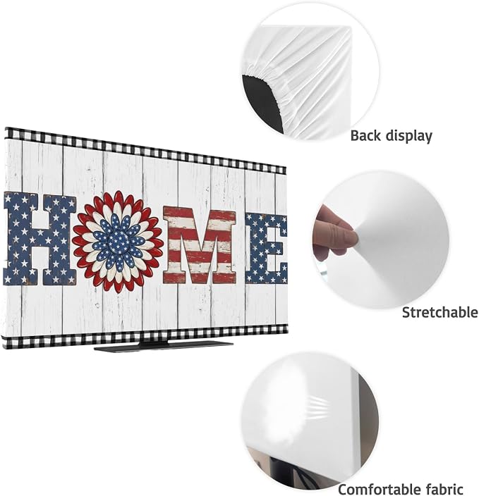 Farmhouse HOME Letters Flower Indoor TV Cover, Elastic TV Screen Protector - Image 7