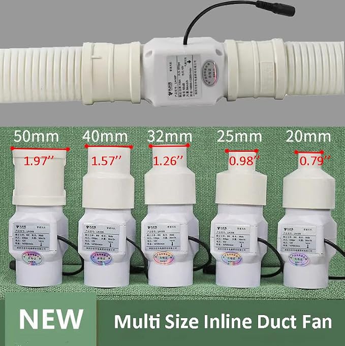 1-1/2 inch 40 mm Inline Duct Fan, 6W 22 CFM Ventilation System High Efficiency - Image 6