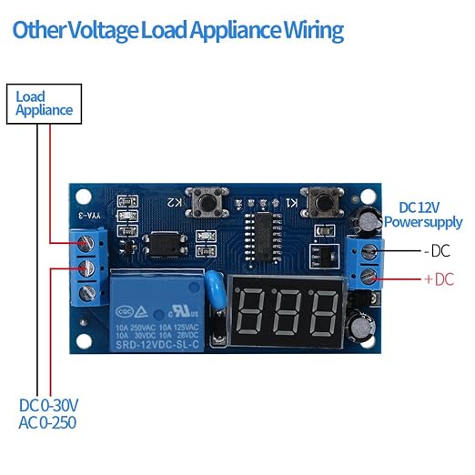 Hilitand DC 12V Timer Relay Module, Adjustable Cycle Delay Switch - Image 3