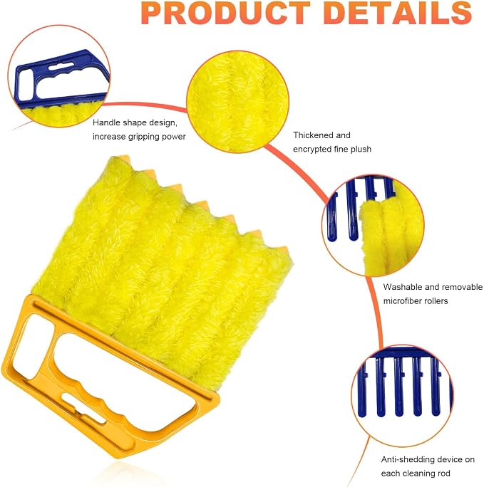 Sun Walker 2 PCS Blind Cleaner Duster Tool, 7-Finger Auto Dusting Cleaner Brush - Image 3