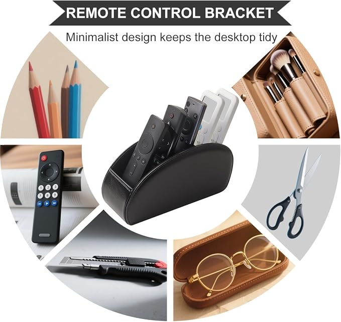 Remote Control Holder, PU Leather Remote Caddy Desktop Organizer - Image 5