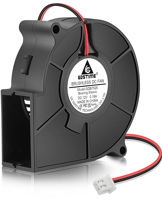 GDSTIME 75mm x 25mm Blower 12V, 7525 DC Brushless Turbo Cooling Fan 2-Pin 2-Pack - Image 8