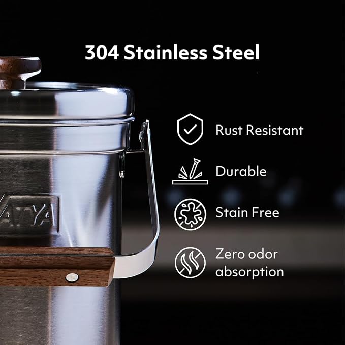 Vatya Stainless Steel Kitchen Compost Bin - Image 2