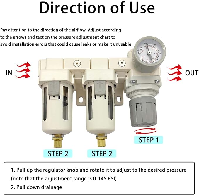 YSIL 1/2" NPT Air Filter Dryer Double Air Filters Compressor Water Separator - Image 5