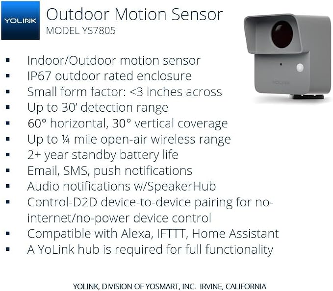 YoLink LoRa Smart Outdoor Motion Sensor, Driveway Alert, Property - Image 2