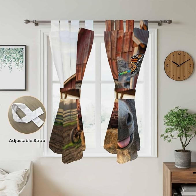 Farm Donkeys Bedroom Curtains 72 Inch Length, Window Curtains Tab Top, - Image 5