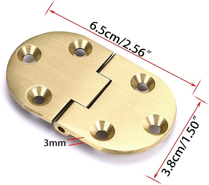 OwnMy 2 Pcs Solid Brass Hinges, Drop Front Desk Drawer Butt Hinge - Image 2