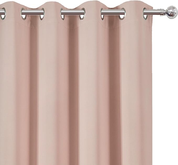 LEMOMO Blackout Curtains 52 x 84 inches Long Blush Curtains Set of 2 Panels Thermal Insulated Room Darkening Curtains for Bedroom